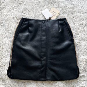 NWT  NANUSHKA  Lynn Regenerated Leather Merrow-Stitch Mini Skirt - Black